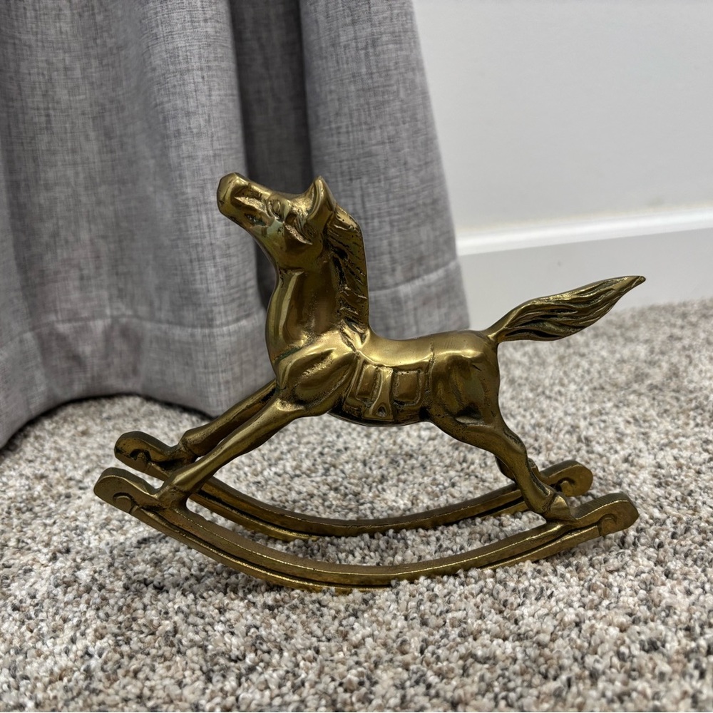 Vintage Solid Brass Rocking Horse Figurine